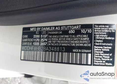 2011 Mercedes-Benz E 350 4Matic from USA, damaged, VIN WDDHF8HB2BA348813